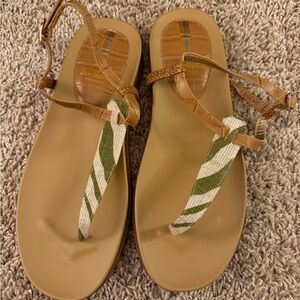 Sam Edelman Tan and Green Striped Sandals